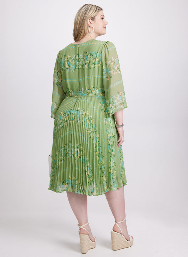 Laura Plissé Floral Placement Print Dress