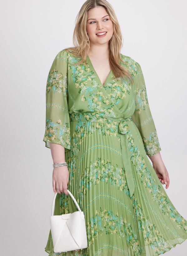 Laura Plissé Floral Placement Print Dress