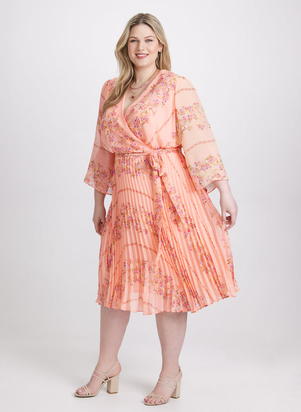 Laura Plissé Floral Placement Print Dress