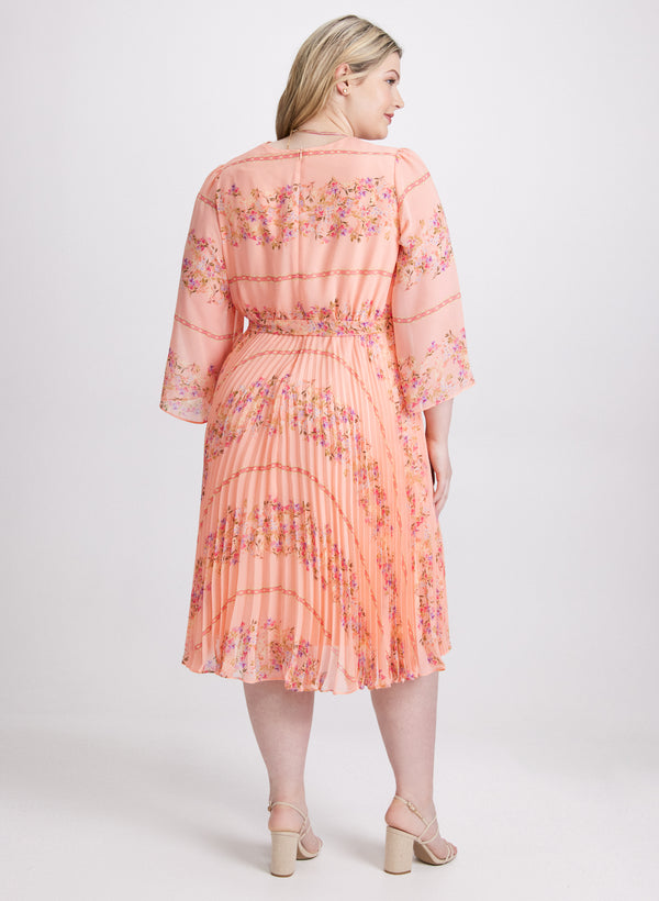 Laura Plissé Floral Placement Print Dress