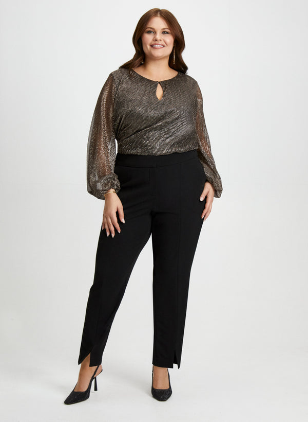 laura Plissé Top & Front Slit Pants