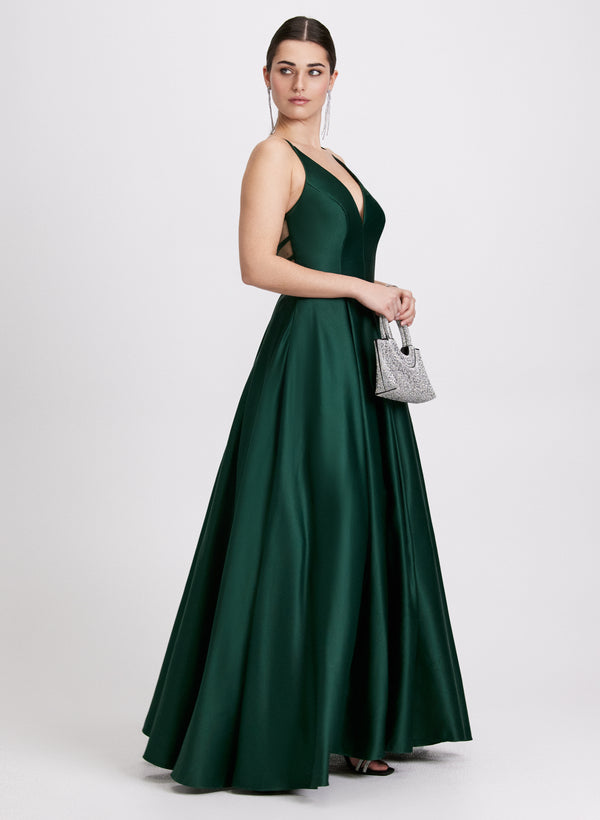 Laura Plunge Neck Ballgown Dress