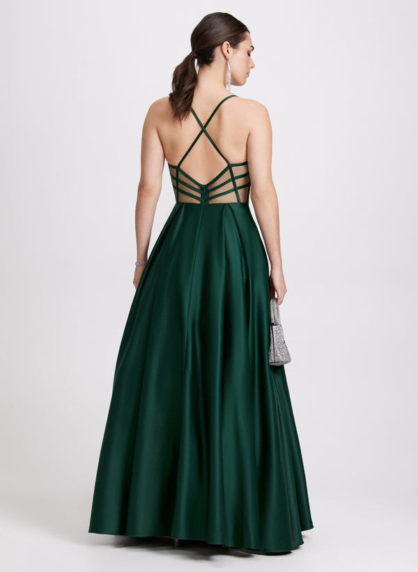 Laura Plunge Neck Ballgown Dress