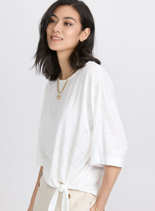 Laura Pointelle Dolman Sleeve Top