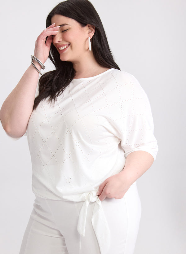 Laura Pointelle Elbow Sleeve Top