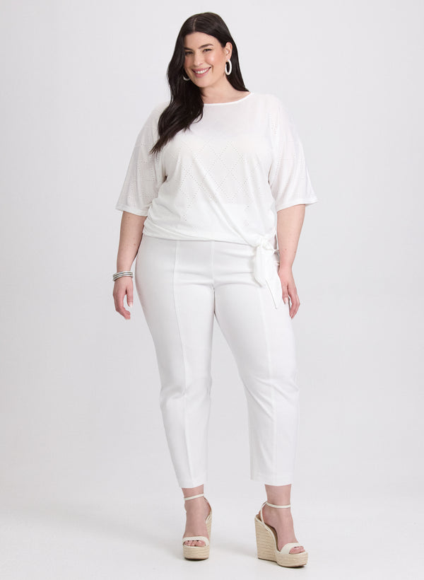 Laura Pointelle Elbow Sleeve Top