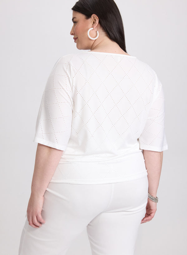 Laura Pointelle Elbow Sleeve Top