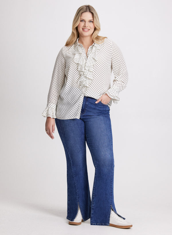 laura Polka Dot Blouse & Flared Leg Jeans