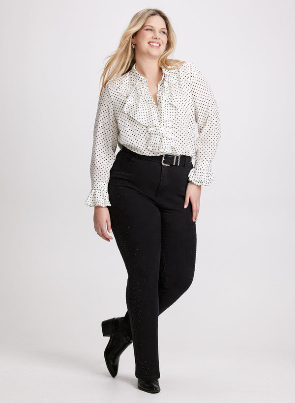 laura Polka Dot Blouse & Straight Leg Jeans
