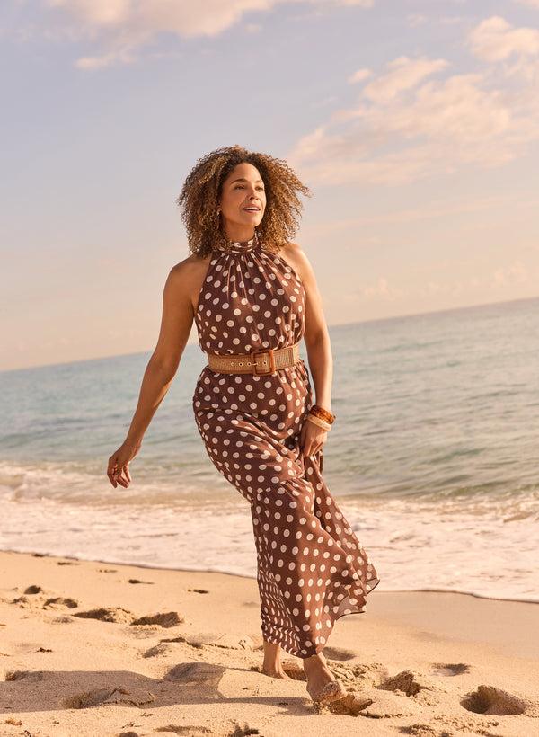 Laura Polka Dot Halter Neck Dress