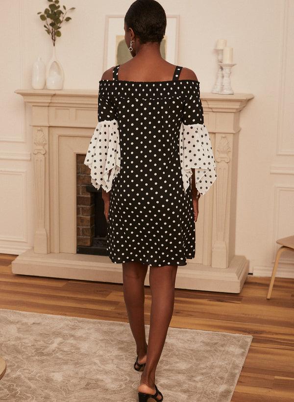 Laura Polka Dot Off-The-Shoulder Dress