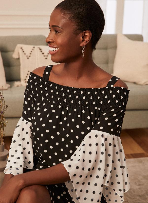 Laura Polka Dot Off-The-Shoulder Dress