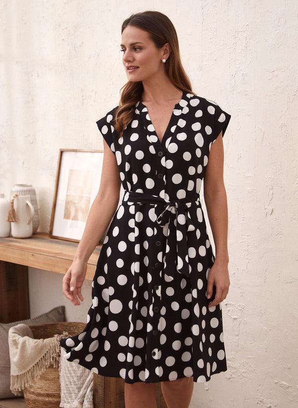 laura Polka Dot Print Shirt Dress