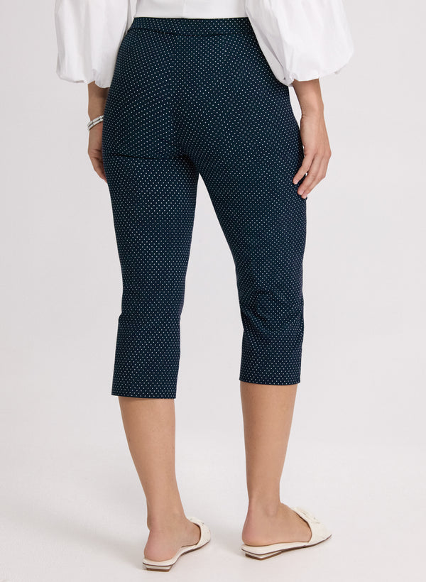 Laura Polka Dot Slim-Leg Capris