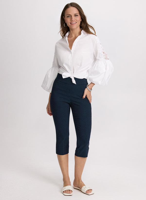Laura Polka Dot Slim-Leg Capris