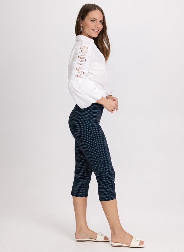 Laura Polka Dot Slim-Leg Capris