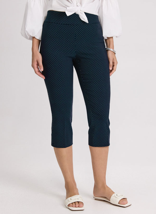 laura Polka Dot Slim-Leg Capris