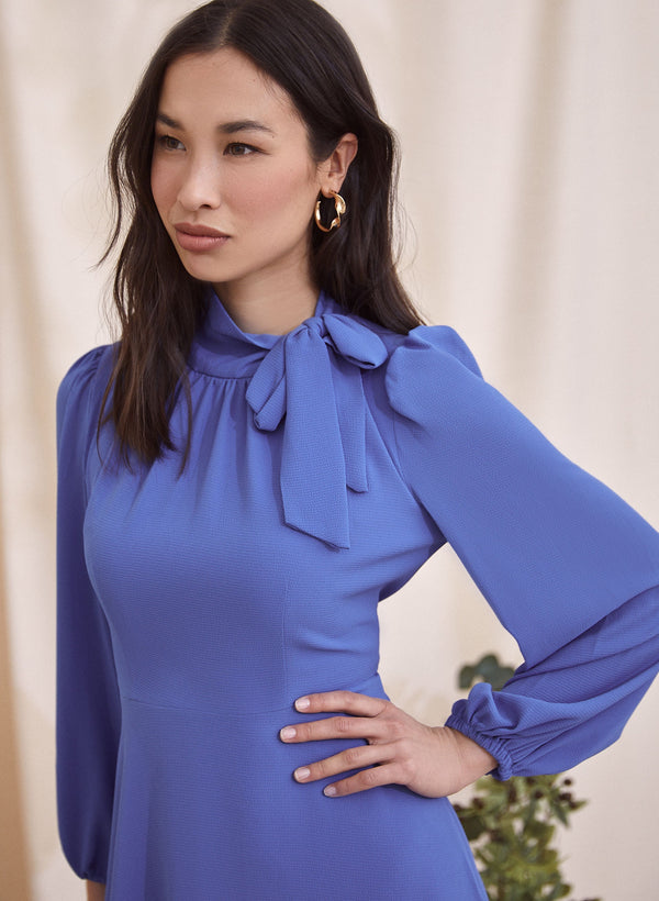 Laura Puff Sleeve Chiffon Dress