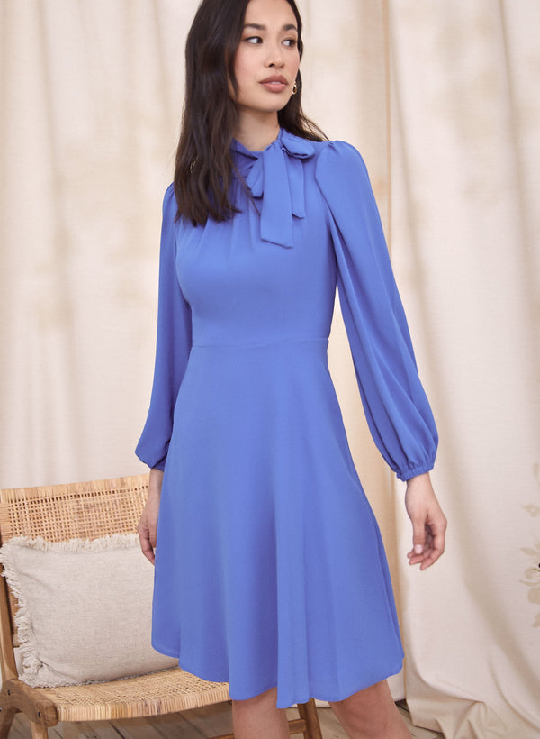 Laura Puff Sleeve Chiffon Dress