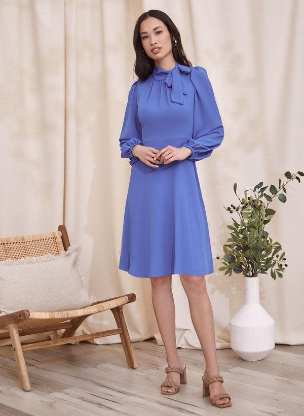 laura Puff Sleeve Chiffon Dress