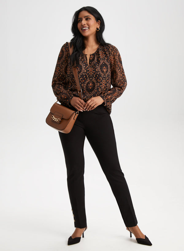 Laura Pull-On Button Detail Pants