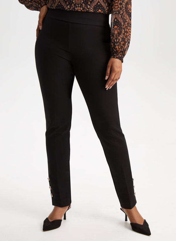 laura Pull-On Button Detail Pants