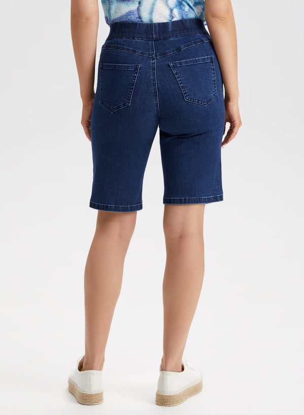 Laura Pull-On Denim Bermuda Shorts
