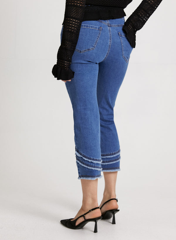 Laura Pull-On Frayed Denim Capris
