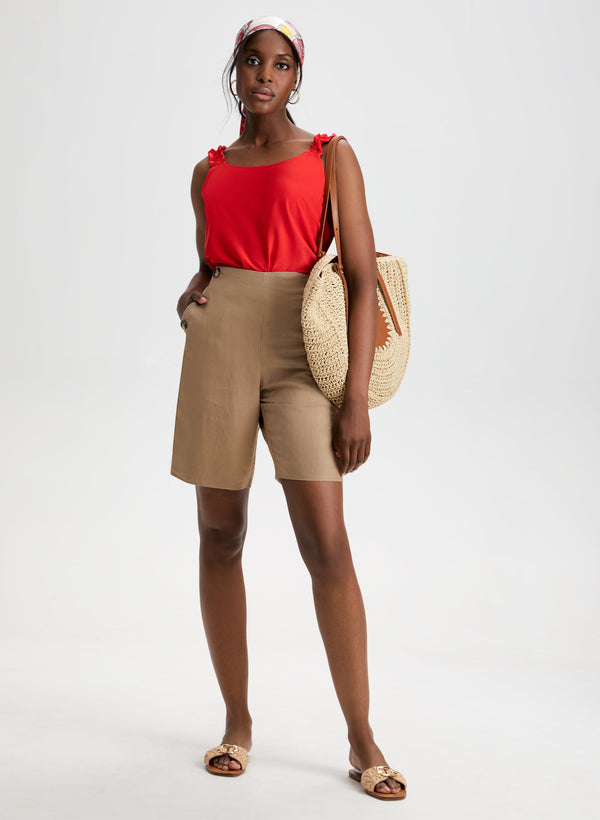 Laura Pull-On Linen-Blend Shorts