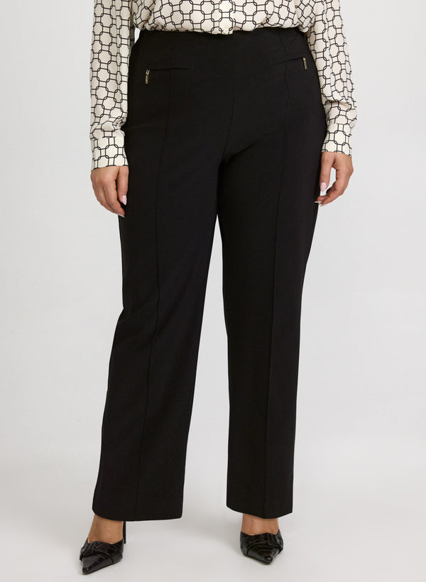 laura Pull-On Straight-Leg Pants
