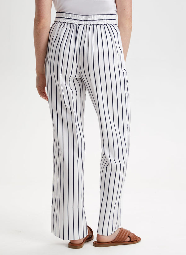 Laura Pull-on Stripe Print Straight Leg Pants