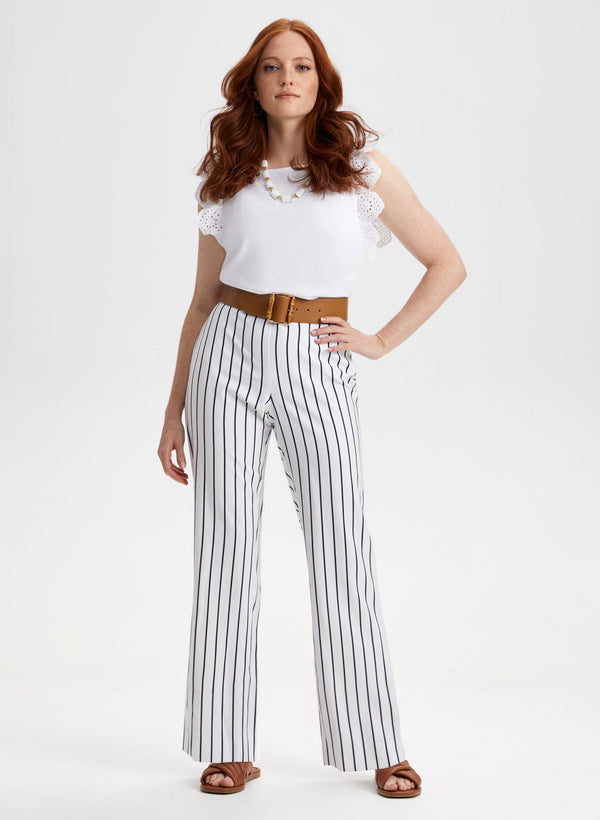 Laura Pull-on Stripe Print Straight Leg Pants
