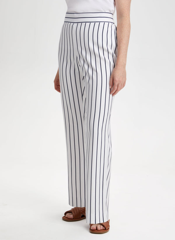 laura Pull-on Stripe Print Straight Leg Pants