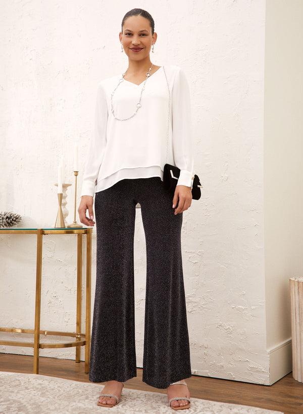 Laura Pull-On Wide Leg Glitter Pants