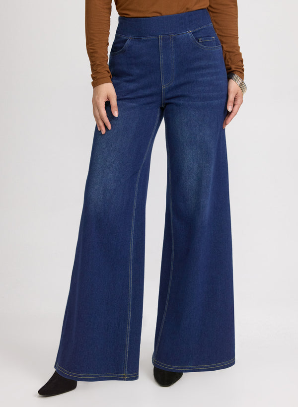 laura Pull-On Wide-Leg Jeans