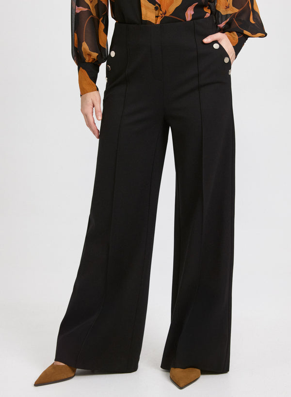 laura Pull-On Wide-Leg Pants