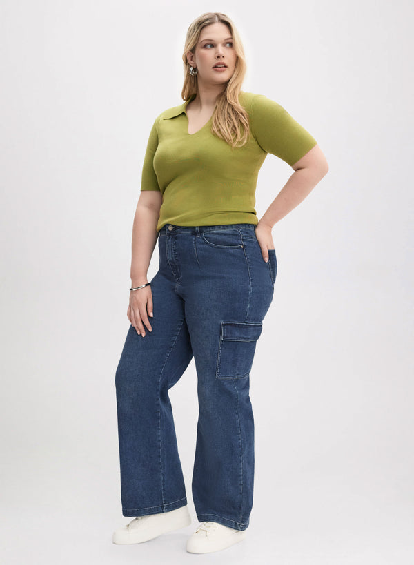 laura Pull-Over Polo Sweater & Cargo Jeans