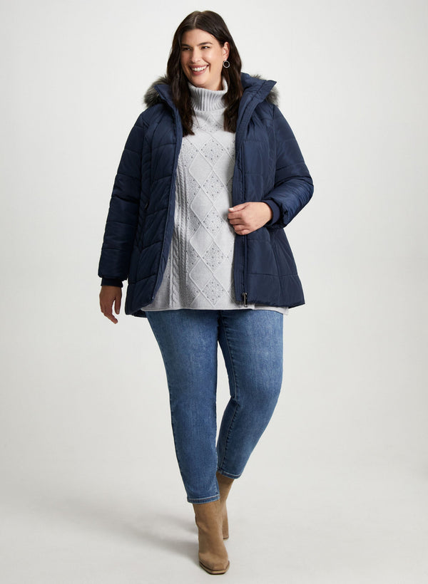 laura Quilted Coat & Slim Leg Jeans