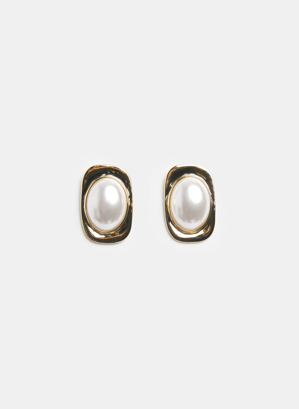 Laura Rectangular Pearl Inset Earrings