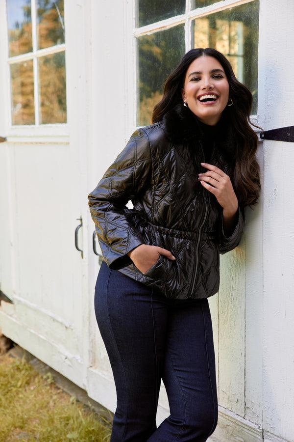 Laura Removable Faux Fur Collar Jacket