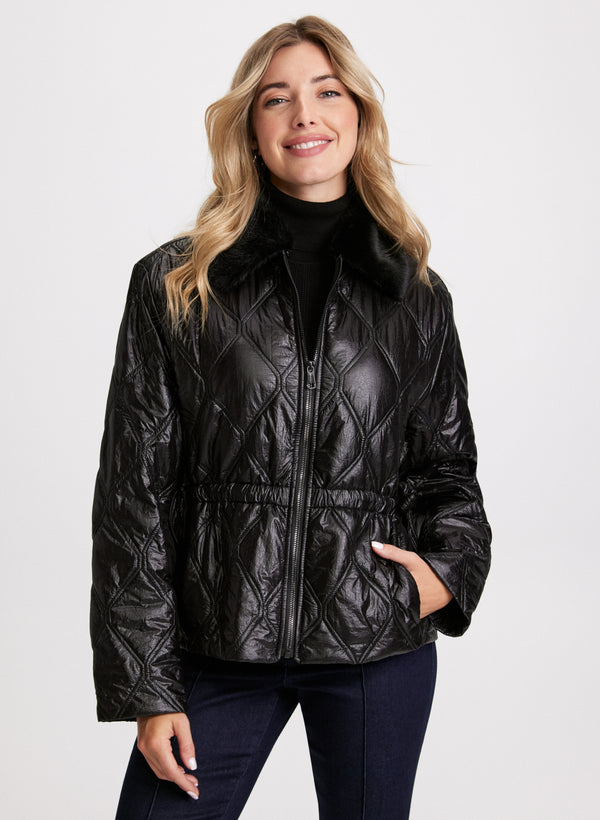 laura Removable Faux Fur Collar Jacket
