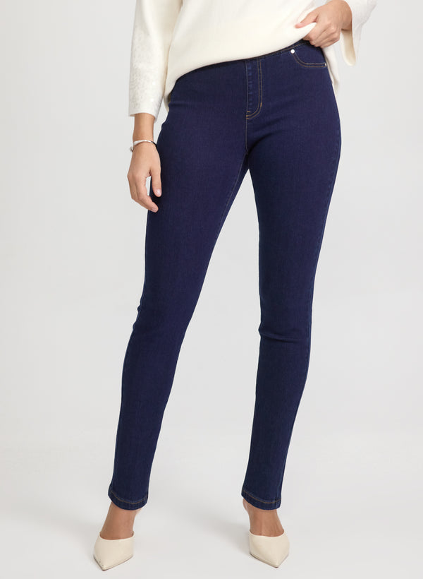 laura Rhinestone Bow Slim-Leg Jeans
