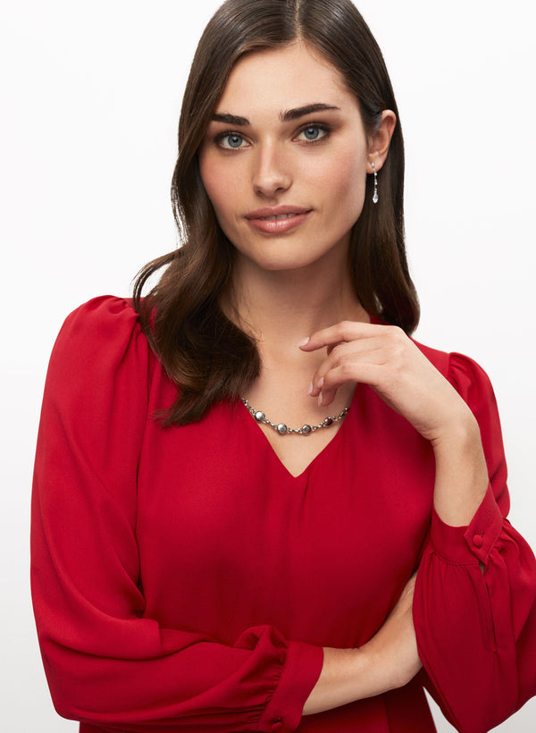 Laura Rhinestone Chain V-Neck Top