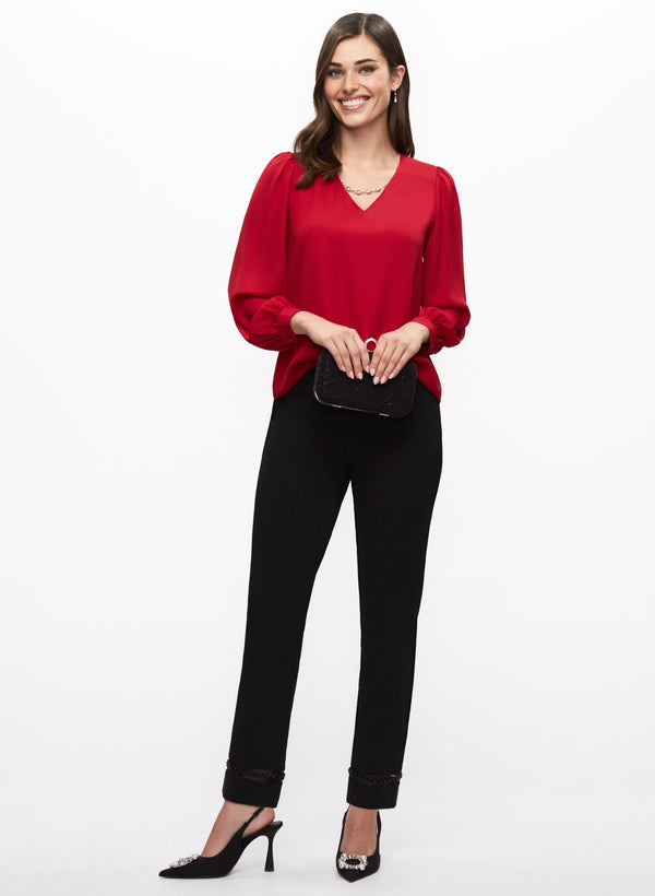 Laura Rhinestone Chain V-Neck Top