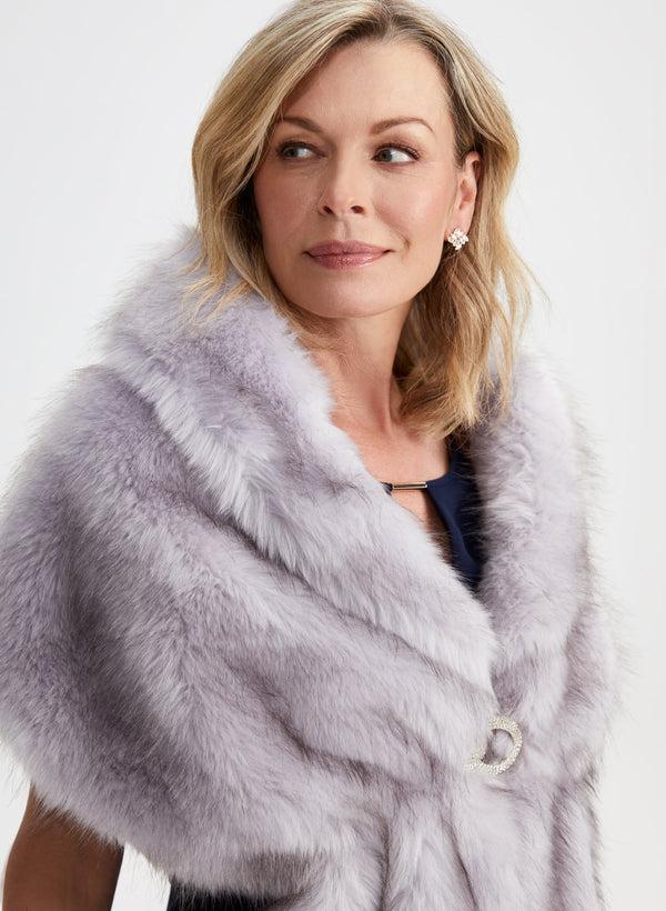 Laura Rhinestone Clip Faux Fur Stole