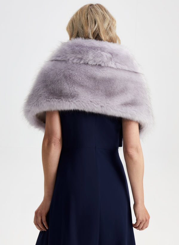 Laura Rhinestone Clip Faux Fur Stole