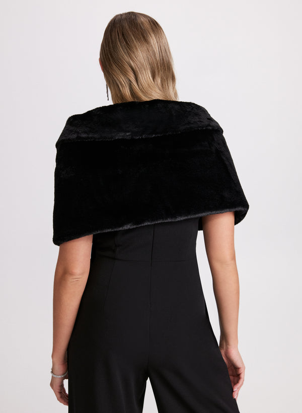 Laura Rhinestone Clip Faux Fur Stole