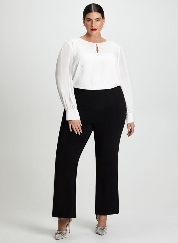laura Rhinestone Detail Blouse & Bootcut Pants