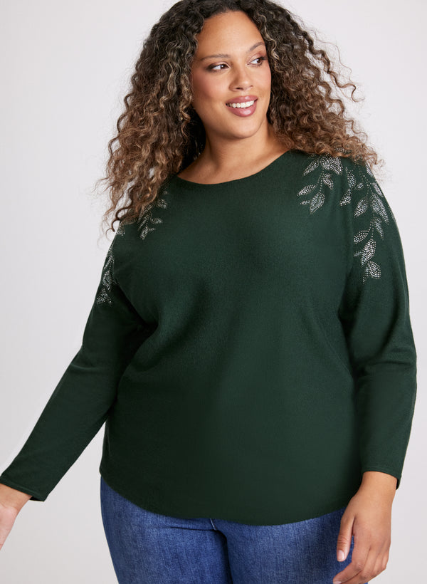 Laura Rhinestone Detail Knit Sweater