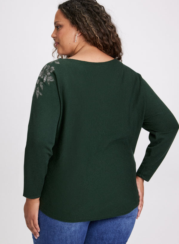 Laura Rhinestone Detail Knit Sweater